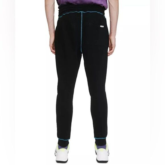 NWT Eleven Paris Men’s Exposed Seam Fleece Joggers Black W/Dresden Blue size S - Picture 3 of 13